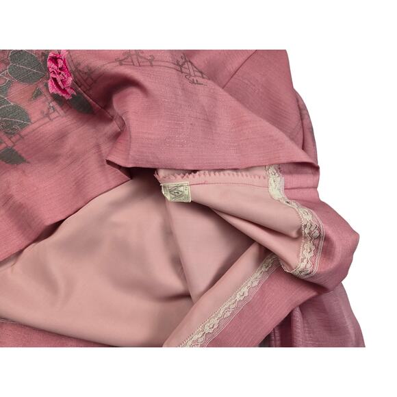 ALFRED SHAHEEN Vintage 70s PINK ROSE PRINT SHIRT DRESS Size Medium Hawaiian - Picture 8 of 12